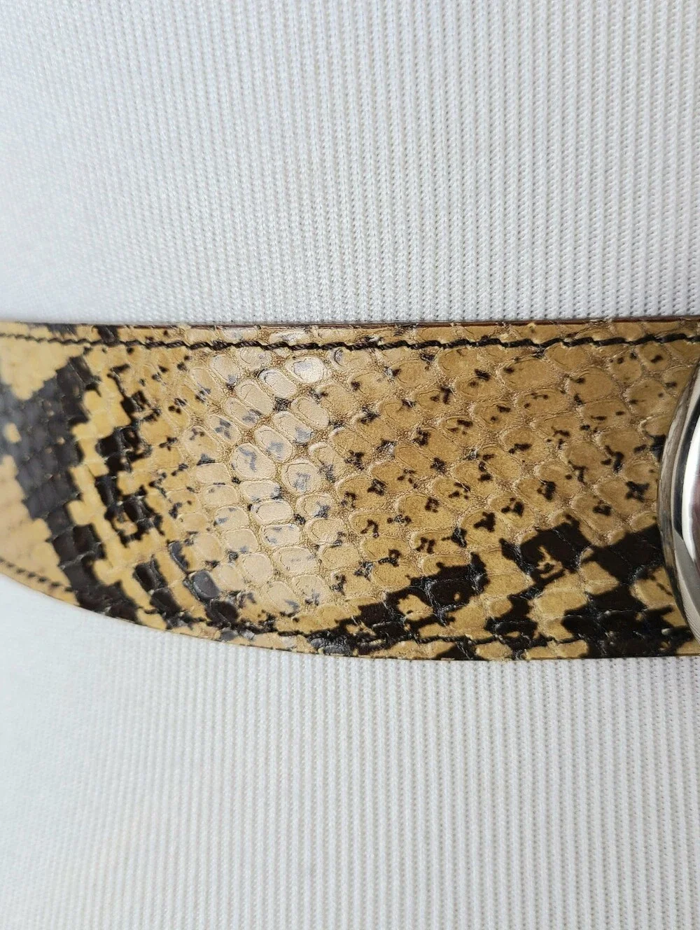 Miu Miu Made In Italy Tan Black Snakeskin Genuine Leather Belt